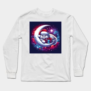 British Shorthair Cat On The Moon Christmas Long Sleeve T-Shirt